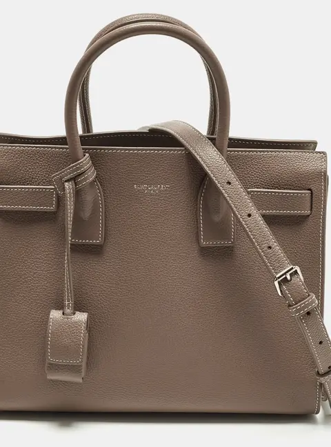 Saint Laurent Classic Sac De Jour Baby Dark Beige Leather Tote