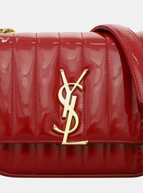 Saint Laurent Vicky Red Patent Leather Shoulder Bag