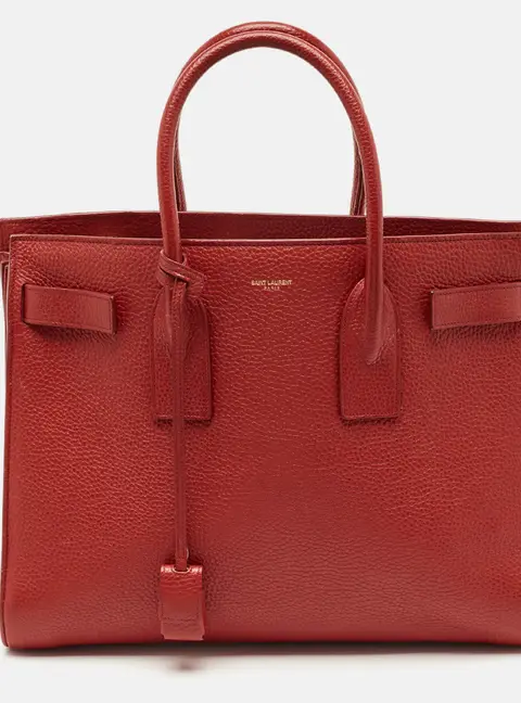 Saint Laurent Red Grained Leather Large Classic Sac De Jour Tote