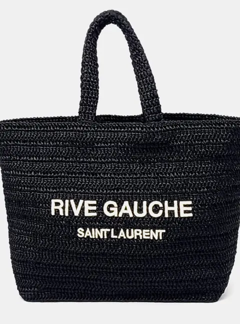 Saint Laurent Paris Rive Gauche Black Raffia Shoulder Bag