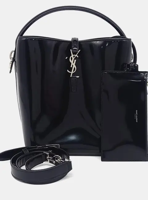Saint Laurent Paris Black Leather LE37 Cassandra Bucket Bag