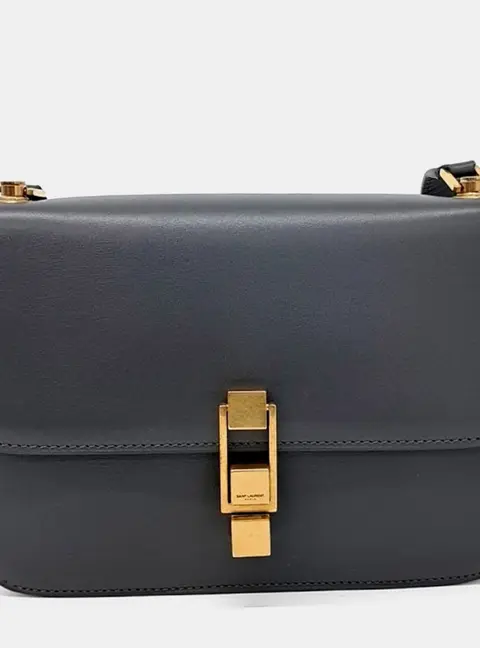 Saint Laurent Leather Grey Carr&eacute; Satchel Bag (633214)