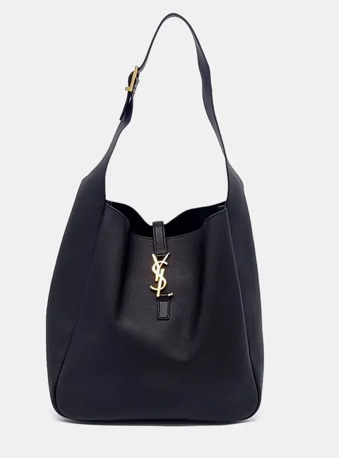 Saint Laurent Le 5 A 7 Hobo Large Black Grained Leather Shoulder Bag