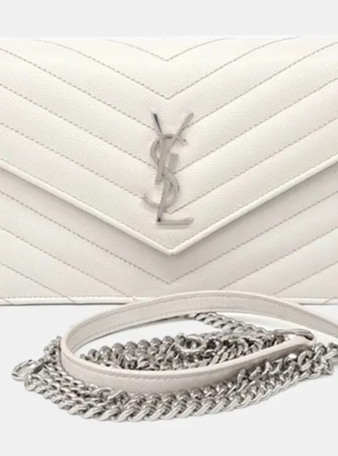 Saint Laurent Paris White Leather Cassandra Mini Crossbody Bag