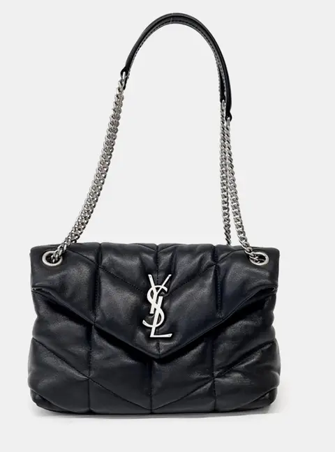Saint Laurent Paris Black Leather  Lulu Puffer Bag Small