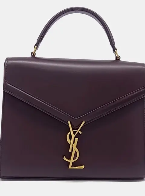 Saint Laurent Paris Burgundy Leather Cassandra Top Handle Shoulder Bag Medium (623931)