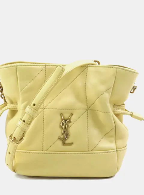 Saint Laurent Jamie Mini Cream/Yellow Gold Leather Shoulder Bag