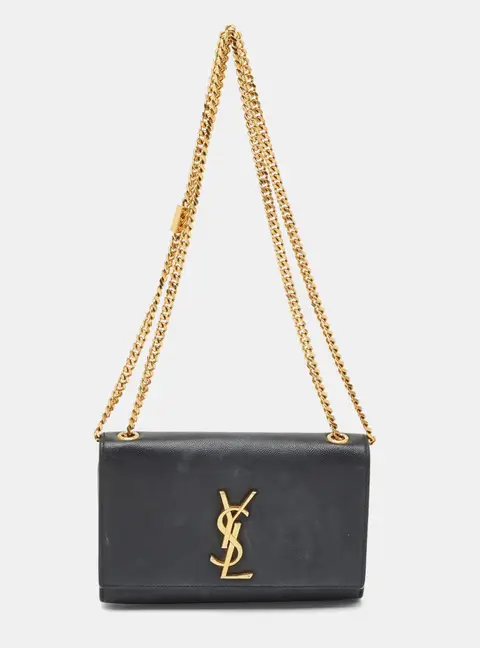 Saint Laurent Kate Small Black Leather Flap Chain Shoulder Bag