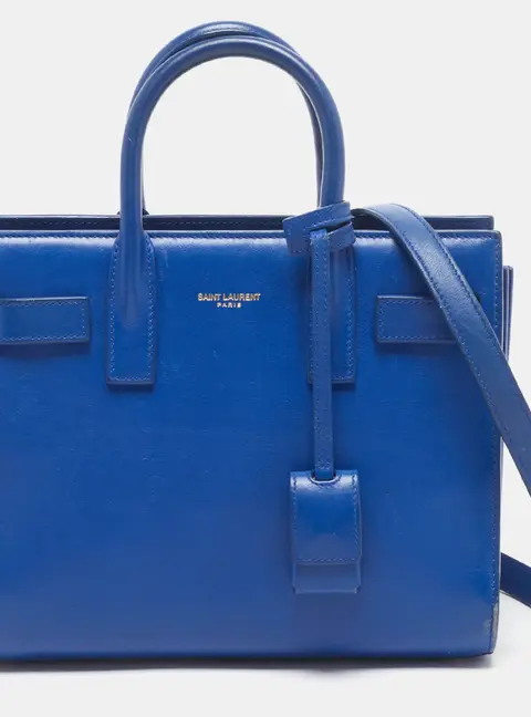 Saint Laurent Classic Sac De Jour Nano Blue Leather Tote