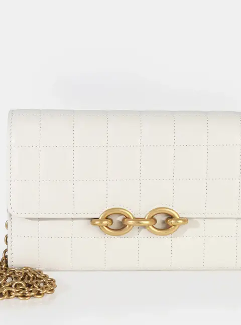 Saint Laurent Le Maillon Wallet On Chain White Soft Calfskin Leather Crossbody Bag