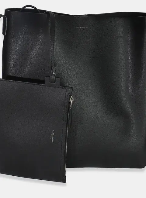 Saint Laurent Bold Black Leather Hobo Bag