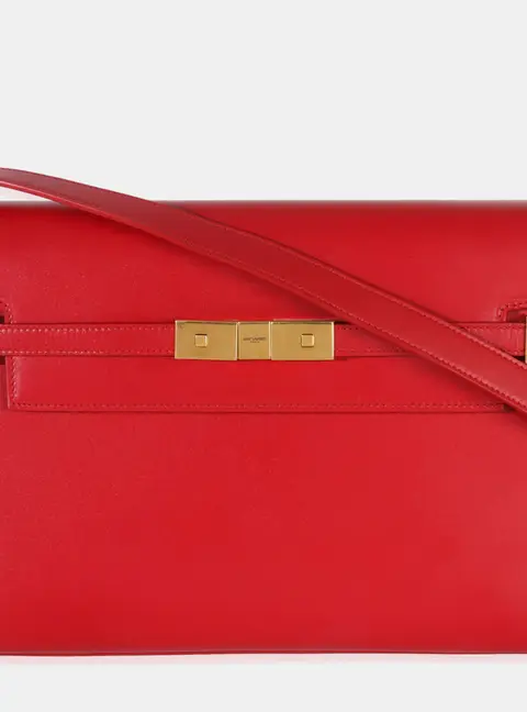 Saint Laurent Manhattan Medium Red Calfskin Leather Shoulder Bag
