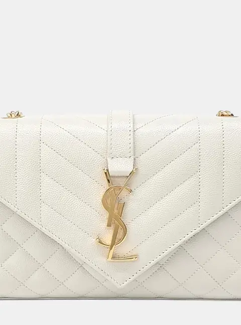 Saint Laurent Monogram White Chain Shoulder Bag (600195)