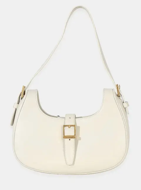 Saint Laurent Le Fermoir Hobo Small Cream Smooth Calfskin Leather Hobo Bag