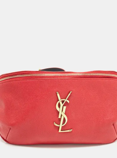 Saint Laurent Monogram Red Leather Belt Bag