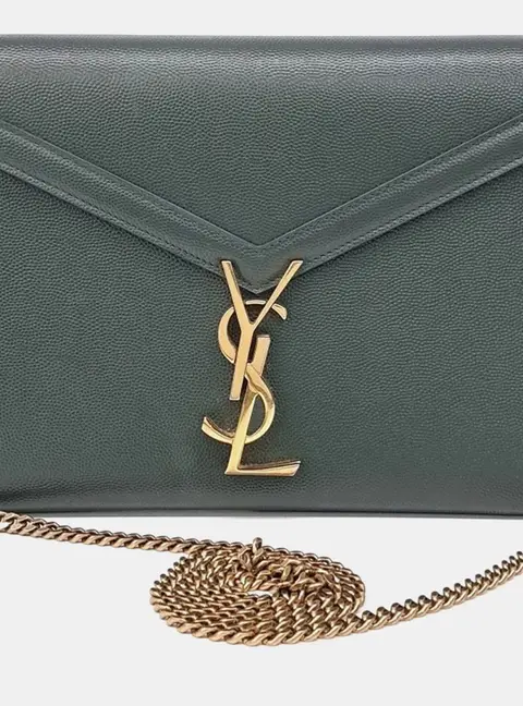 Saint Laurent Paris Green Leather Cassandra Chain Crossbody Bag