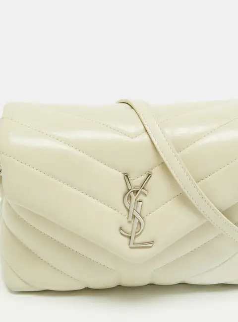 Saint Laurent Toy Loulou Off White Matelass&eacute; Leather Crossbody Bag