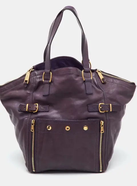 Saint Laurent Downtown Medium Purple Leather Tote