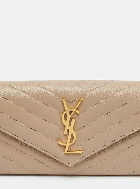 Saint Laurent Cassandre Beige Matelasse Leather Continental Wallet