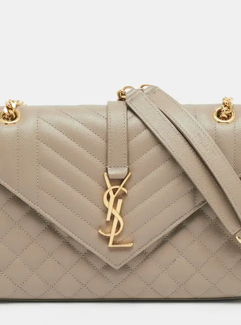 Saint Laurent Envelope Medium Beige Mix Matelassé Leather Bag