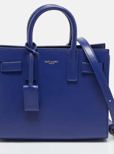 Saint Laurent Classic Sac De Jour Nano Blue Leather Tote