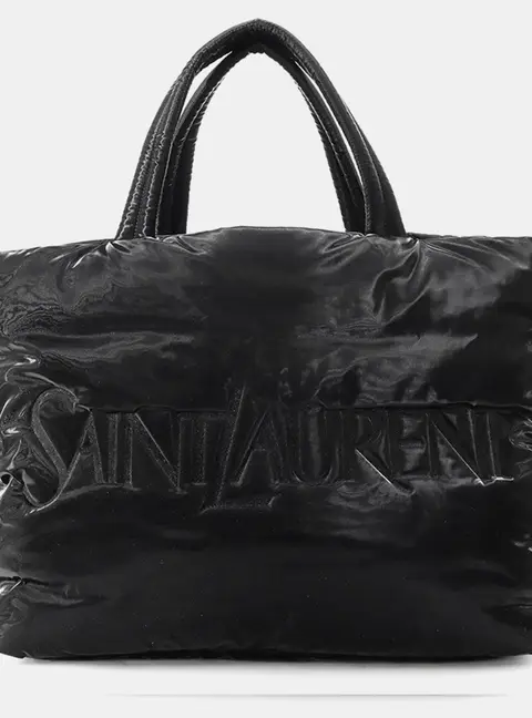 Saint Laurent Tote Small Black Silktec Canvas Tote Bag