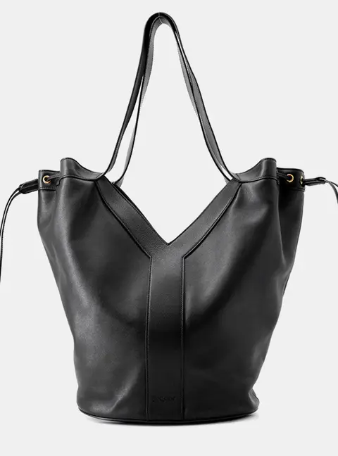 Saint Laurent Y Hobo Large Black Leather Shoulder Bag