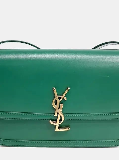 Saint Laurent Paris Green Leather Solferino Satchel Bag Medium (634305)