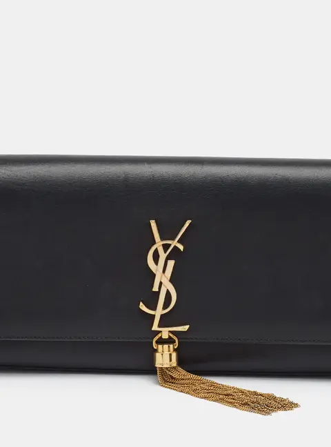 Saint Laurent Kate Tassel Black Leather Clutch
