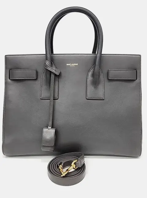 Saint Laurent Sac de Jour Small Grey Grained Leather Top Handle Bag