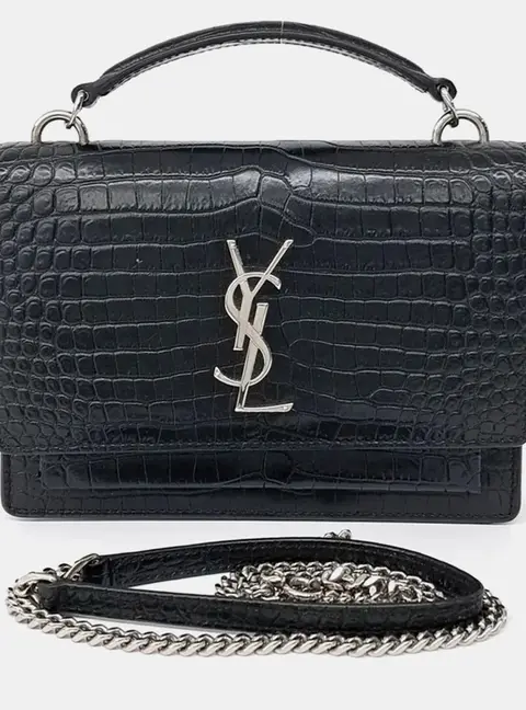 Saint Laurent Paris Black Leather Sunset Bag Small