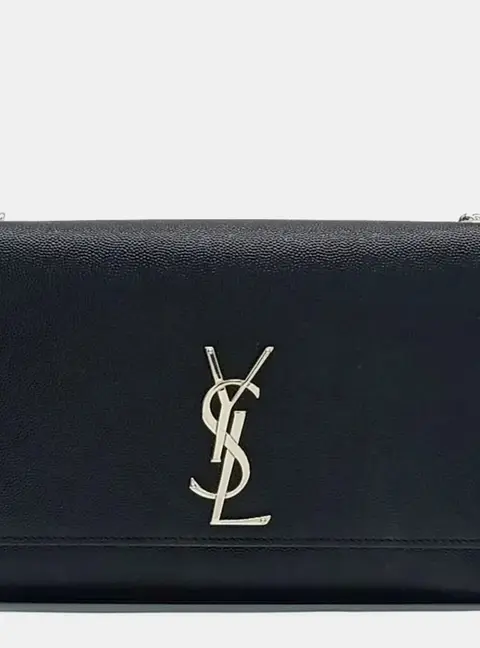 Saint Laurent Paris Black Leather Monogram Chain Shoulder Bag