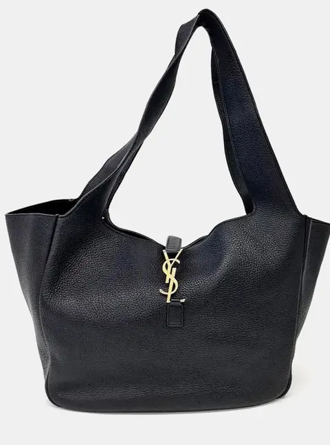 Saint Laurent Bea Black Grained Leather Hobo Bag