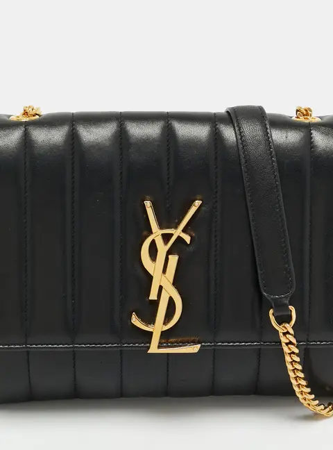 Saint Laurent Vicky Medium Black Leather Crossbody Bag