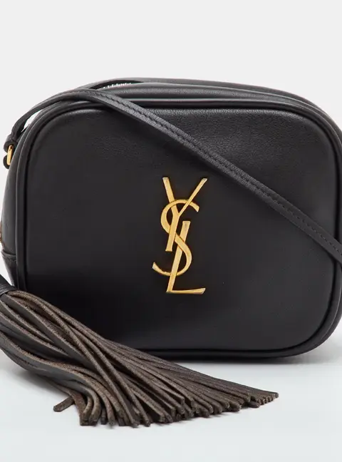 Saint Laurent Monogram Baby Lou&nbsp;Dark Grey Leather Camera Crossbody Bag