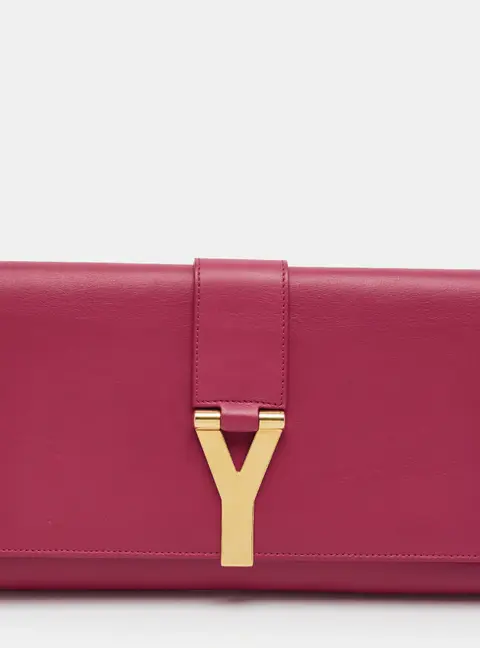 Saint Laurent Ligne Y Fuchsia Leather Clutch