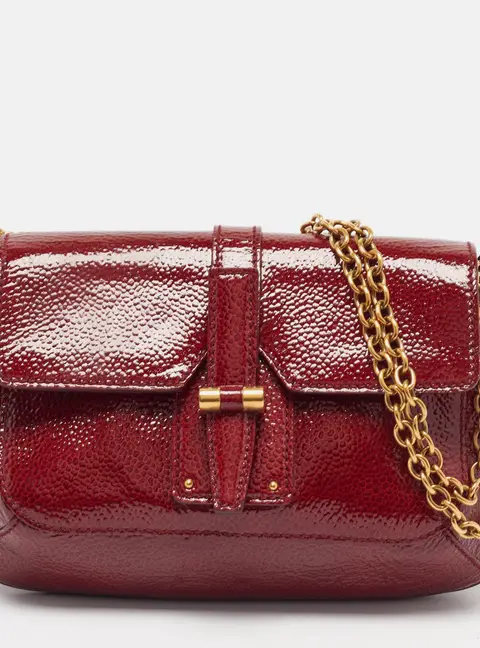 Saint Laurent Emma Chain Red Patent Leather Shoulder Bag