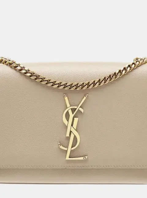 Saint Laurent Kate Small Beige Grain De Poudre Leather Crossbody Bag