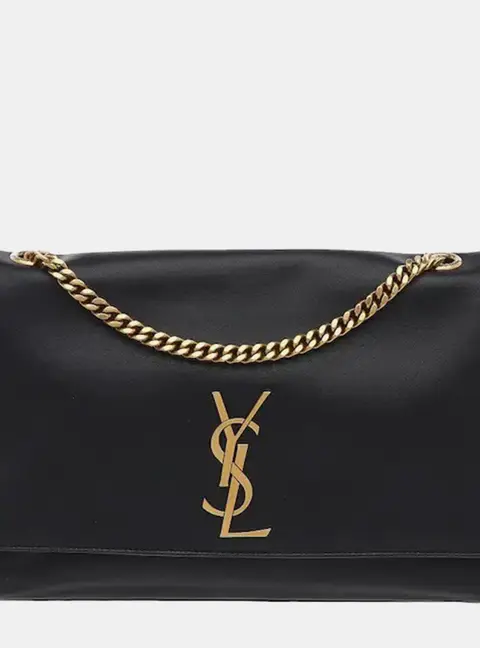 Saint Laurent Reversible Kate Medium Black Smooth Leather Suede Shoulder Bag