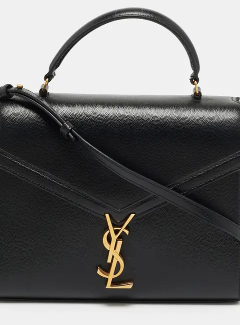 Saint Laurent Cassandra Black Leather Top Handle Bag