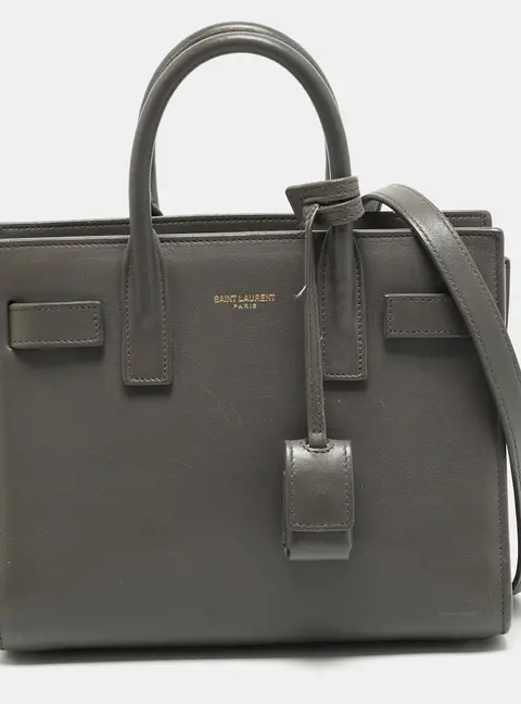 Saint Laurent Classic Sac De Jour Baby Grey Leather Tote