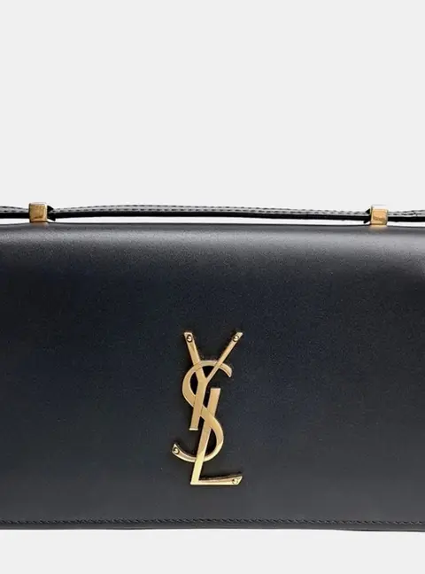 Saint Laurent Paris Black Leather Monogram Flap Shoulder Bag (601310)