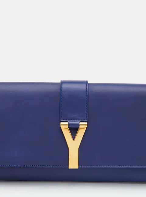 Saint Laurent  Ligne Y Blue Leather Clutch