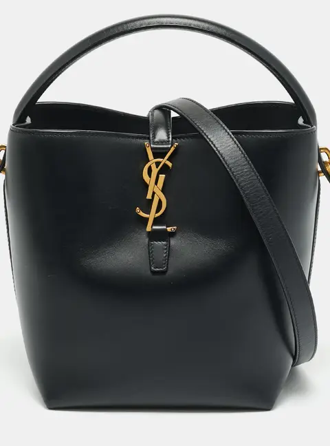 Saint Laurent Le 37 Small Black Leather Bucket Bag