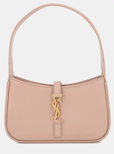Saint Laurent Le 5 A 7 Jasmin Flower Calfskin Leather Hobo Bag