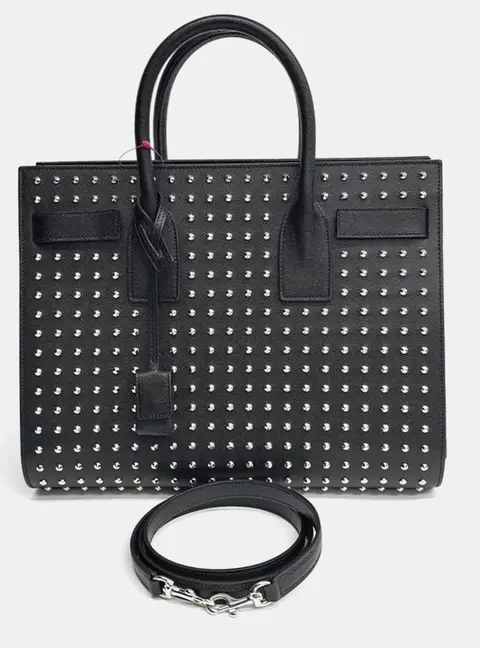 Saint Laurent Studded Sac de Jour Black Leather Mini (355154)