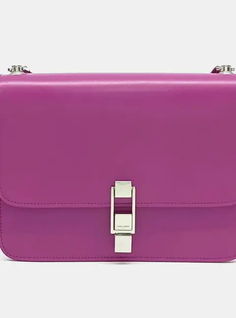 Saint Laurent Paris Purple Leather Carr&eacute; Satchel Bag