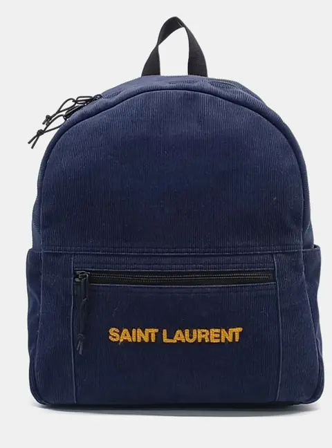 Saint Laurent Paris Nuxe Navy Blue Corduroy Backpack (623698)