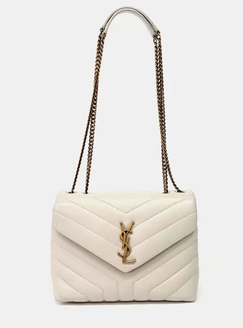 Saint Laurent Paris Cream Leather Monogram Lulu Bag Small (494699)