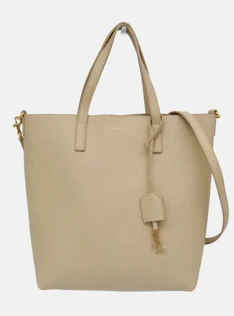 Saint Laurent Toy Shopping Light Beige Calfskin Leather Tote Bag